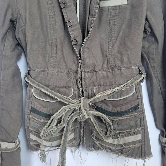 Y2K Wet Seal Womens Military Jacket Army Green Size Large Distressed Grunge Alt - Picture 3 of 8